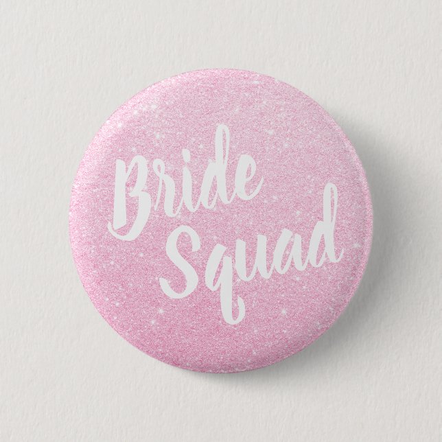 Elegant & modern rose gold glitter brides squad 6 cm round badge (Front)