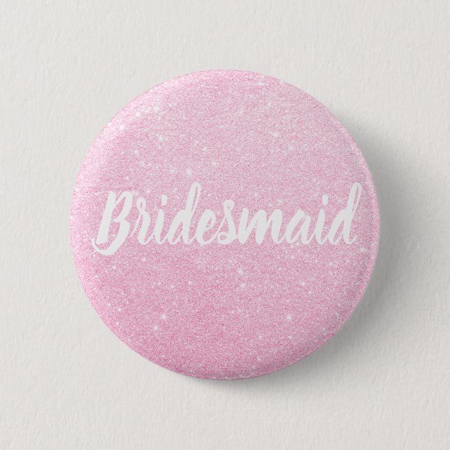Elegant & modern rose gold glitter bridesmaid 6 cm round badge (Front)