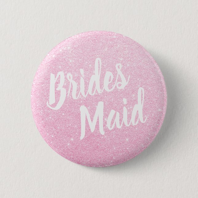 Elegant & modern rose gold glitter bridesmaid 6 cm round badge (Front)