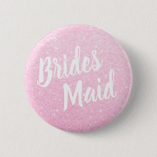 Elegant & modern rose gold glitter bridesmaid 6 cm round badge