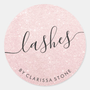 Elegant modern rose gold glitter lashes classic round sticker