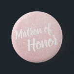 Elegant & modern rose gold glitter matron of honor 6 cm round badge<br><div class="desc">Stylish design in faux rose gold glitter.</div>