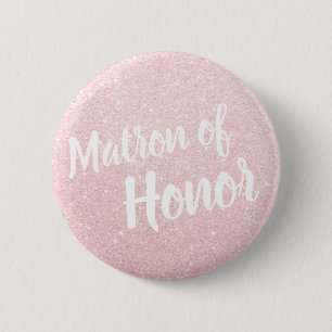 Elegant & modern rose gold glitter matron of honor 6 cm round badge