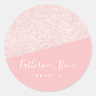 Elegant modern rose gold glitter pink beauty classic round sticker