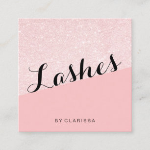 Elegant modern rose gold glitter pink lashes square business card
