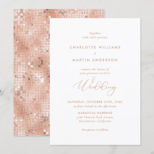 Elegant Modern Rose Gold Glitter Wedding Invitation