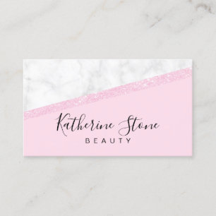 Elegant modern rose gold glitter white marble pink business card