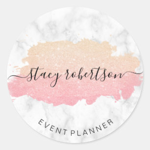 Elegant modern rose gold & gold glitter planner classic round sticker