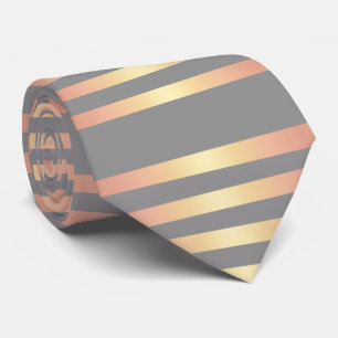 Elegant Modern Rose Gold Gradient Stripes Grey Tie