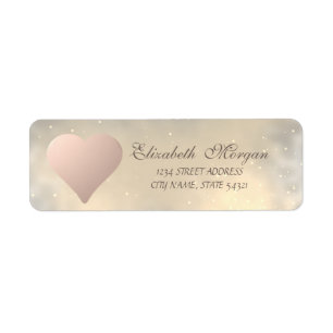 Elegant Modern  Rose Gold Heart, Shiny  Address