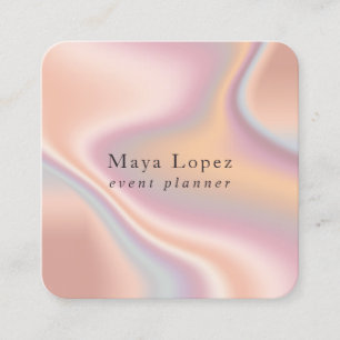 Elegant modern rose gold holographic event planner square business card