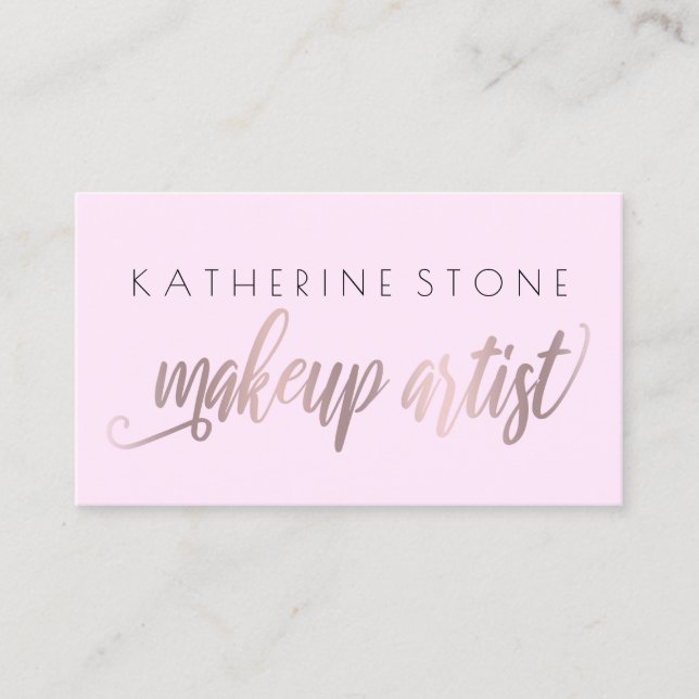 Elegant modern rose gold & lilac makeup artist business card (Front)