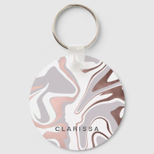 Elegant modern rose gold marble look key ring