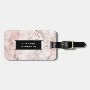 Elegant Modern Rose Gold Marble Personalised Luggage Tag
