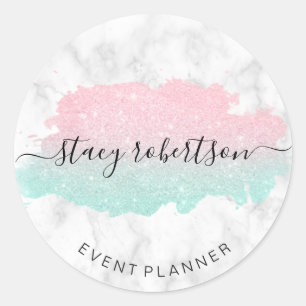 Elegant modern rose gold mint glitter planner classic round sticker