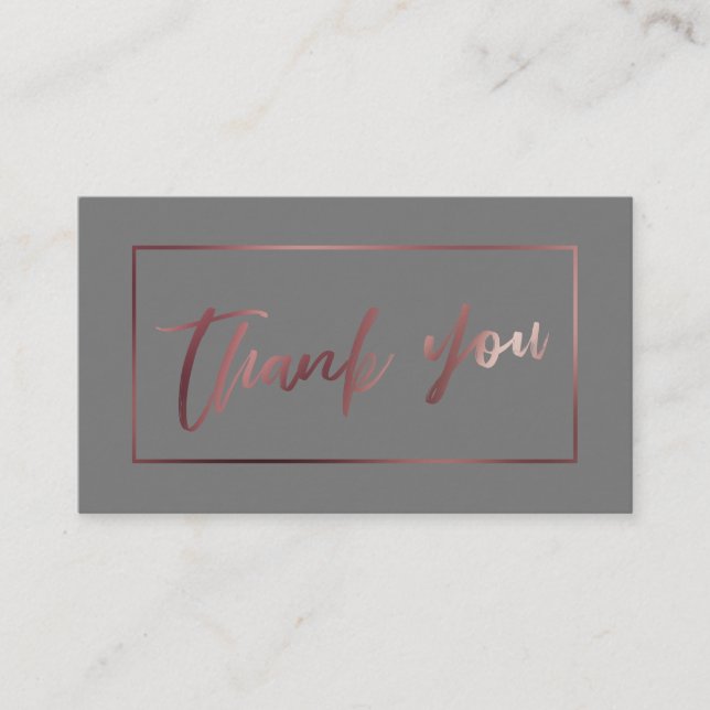 Elegant Modern Rose Gold on Dark Grey Thank You Enclosure Card (Front)