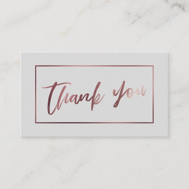 Elegant Modern Rose Gold on Grey Thank You Insert (Front)