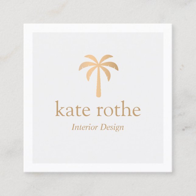 Elegant Modern  Rose Gold Palm Tree Calling Card (Front)