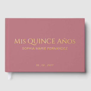 Elegant Modern Rose Gold Photo Quinceañera Guest Book