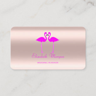 Elegant Modern Rose Gold Pink Flamingos In Love Business Card