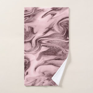 Elegant modern rose gold & pink marble look hand towel