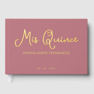 Elegant Modern Rose Gold Quinceañera Guest Book