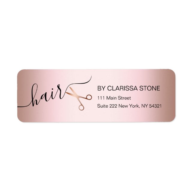 Elegant modern rose gold scissors hairstylist (Front)