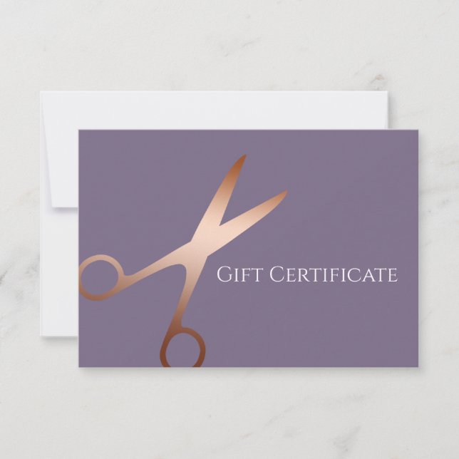Elegant modern rose gold scissors hairstylist (Front)