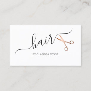 Elegant & modern rose gold scissors hairstylist business card