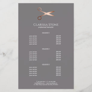 Elegant modern rose gold scissors hairstylist flyer