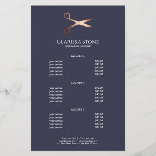 Elegant modern rose gold scissors hairstylist flyer
