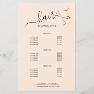 Elegant modern rose gold scissors hairstylist flyer