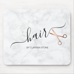 Elegant modern rose gold scissors hairstylist mouse mat