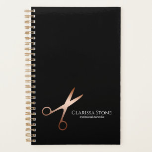 Elegant modern rose gold scissors hairstylist planner