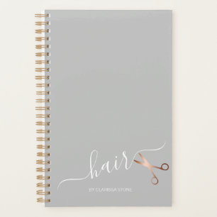 Elegant modern rose gold scissors hairstylist planner