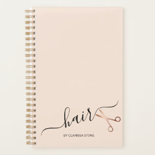 Elegant modern rose gold scissors hairstylist planner