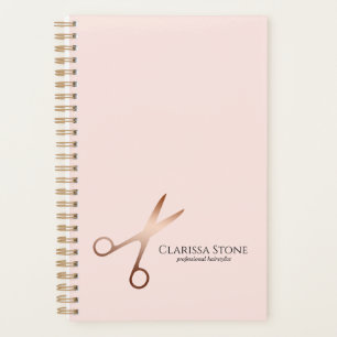 Elegant modern rose gold scissors hairstylist planner