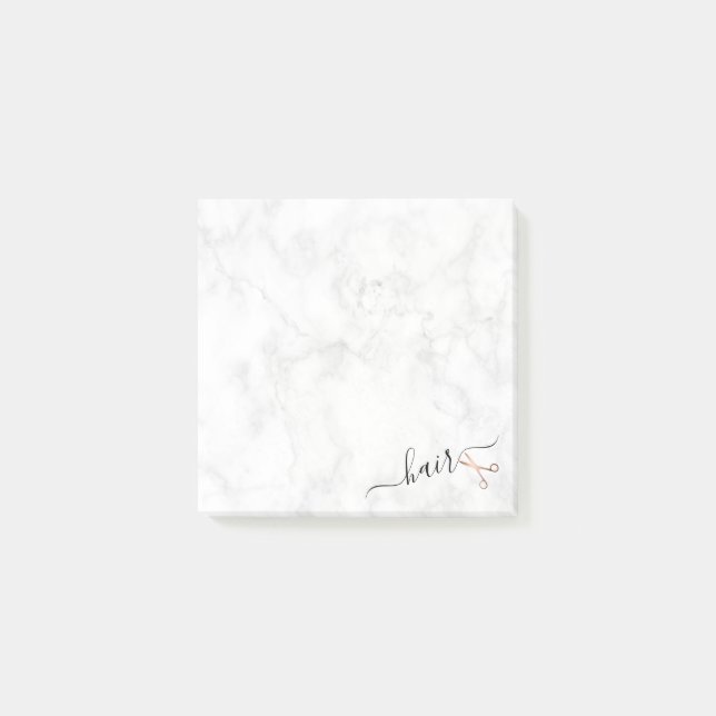 Elegant modern rose gold scissors hairstylist post-it notes (Front)