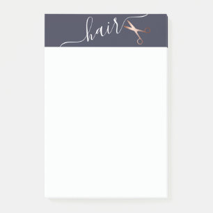 Elegant modern rose gold scissors hairstylist post-it notes