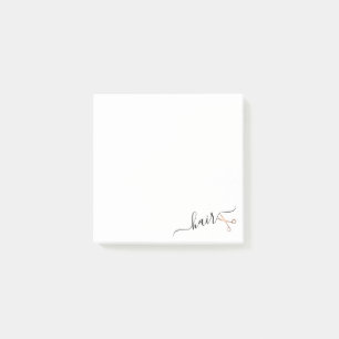 Elegant modern rose gold scissors hairstylist post-it notes