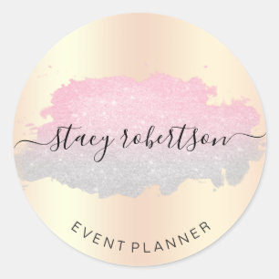 Elegant modern rose gold silver glitter planner classic round sticker
