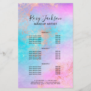 Elegant modern rose gold watercolor makeup artist flyer
