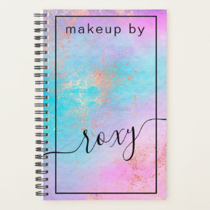Elegant modern rose gold watercolor makeup artist planner