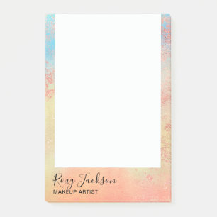 Elegant modern rose gold watercolor makeup artist post-it notes