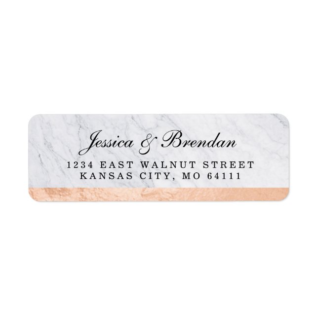 Elegant Modern Rose Gold Wedding Return Address (Front)