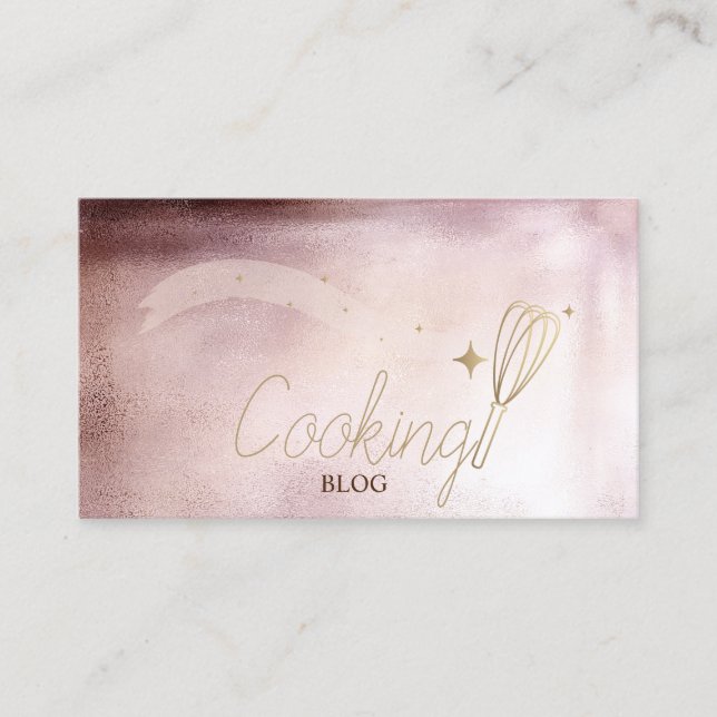Elegant Modern,Rose Gold,Whisk,Cooking Business Card (Front)