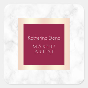 Elegant modern rose gold white marble makeup square sticker