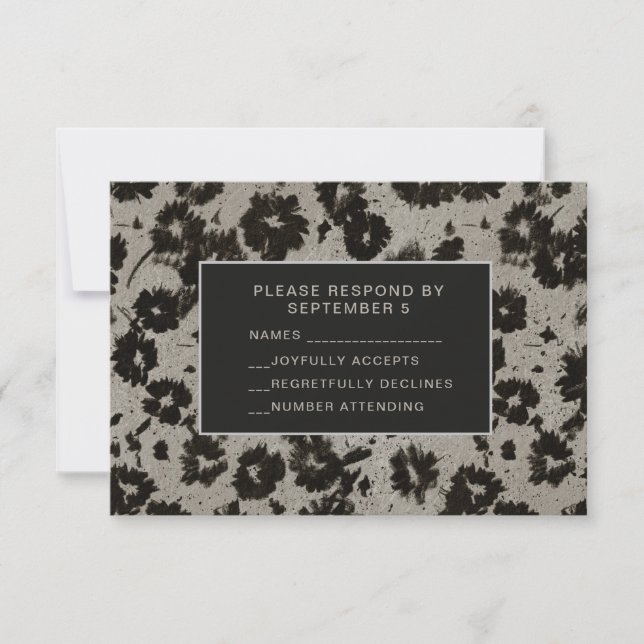 Elegant Modern RSVP Card Wedding Silver Black (Front)