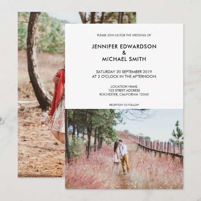 Elegant modern rustic photo Wedding Invitation (Front/Back)
