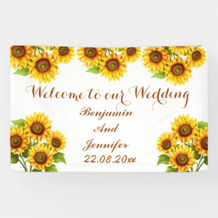Elegant Modern Rustic Sunflower Wedding  Banner